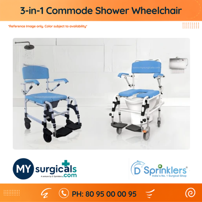 3-in-1 Commode Shower Wheelchair