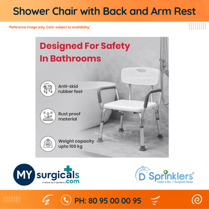 Shower Chair Bath Seat with Padded Armrests Back Support