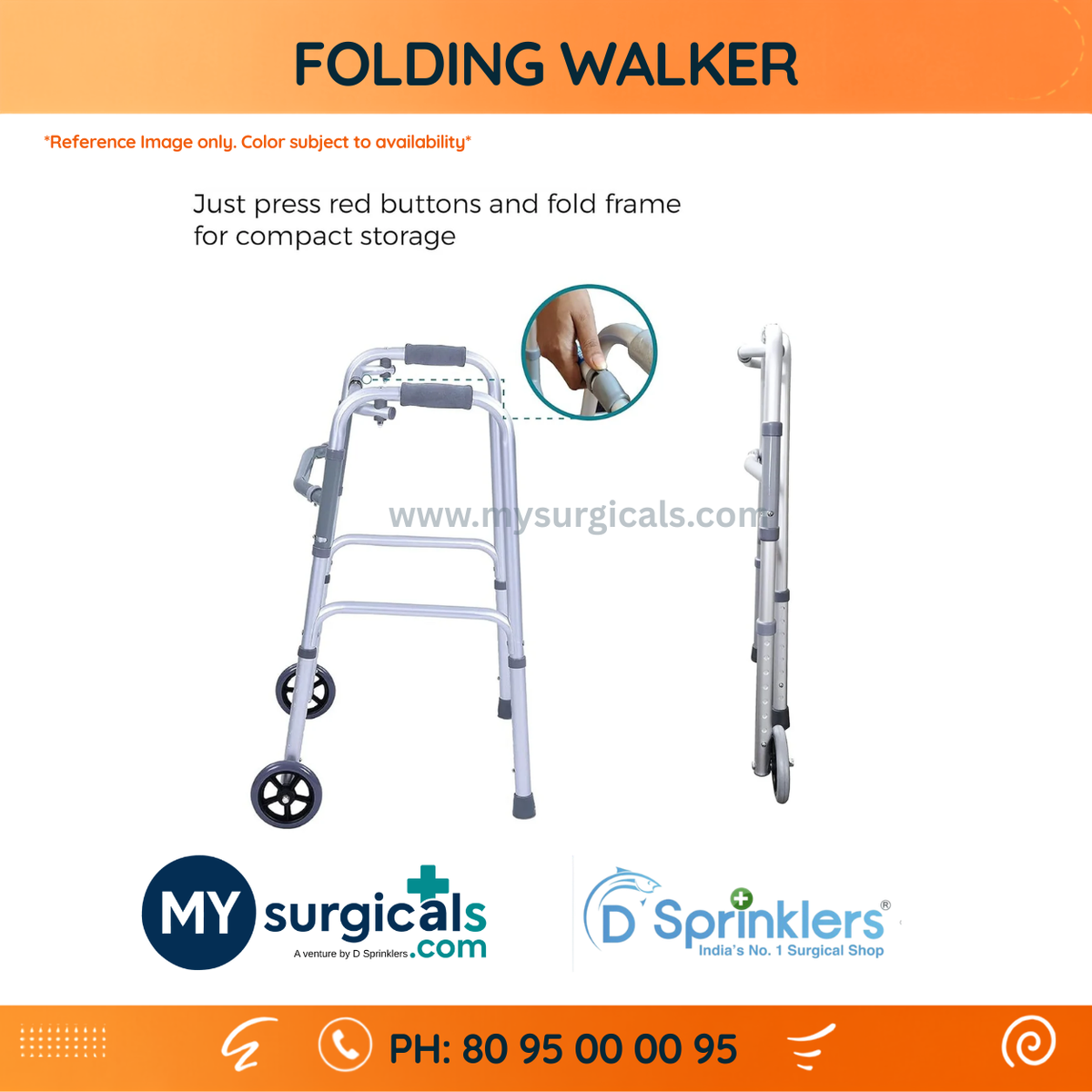 Folding Height Adjustable with Front Wheel Walker for Convenient Everyday Mobility