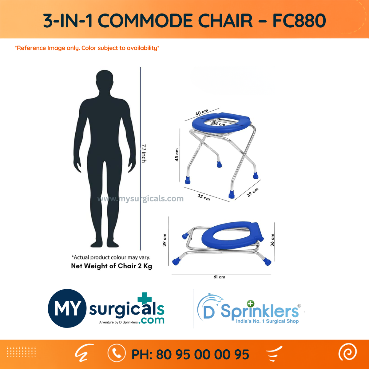 3-in-1 Commode Chair for Versatile Patient Care