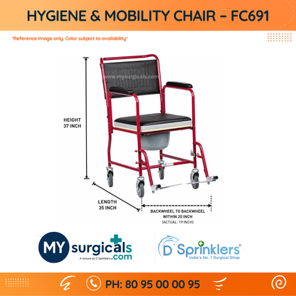 Hygiene & Mobility Wheelchair - Comfortable Commode Support for Daily Care
