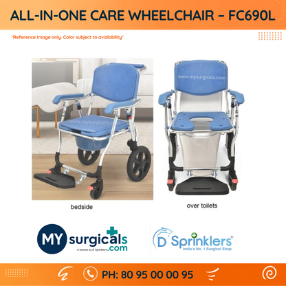Mobility & Commode Support Wheelchair for Daily Care