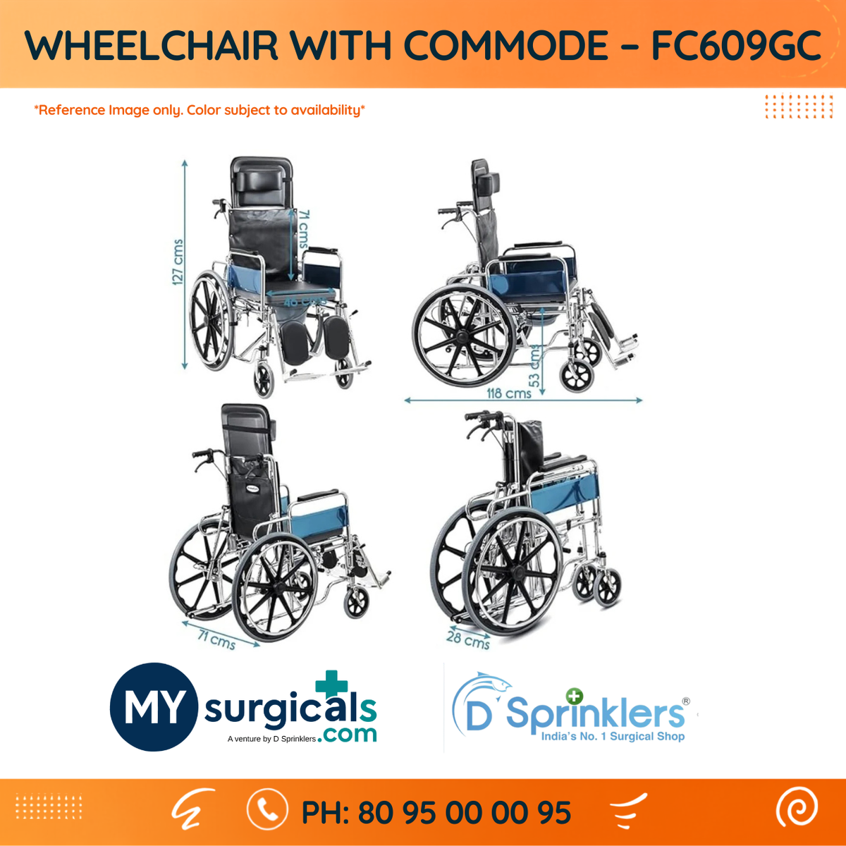 Multi-Function Commode Wheelchair - Mobility & Personal Care Solution