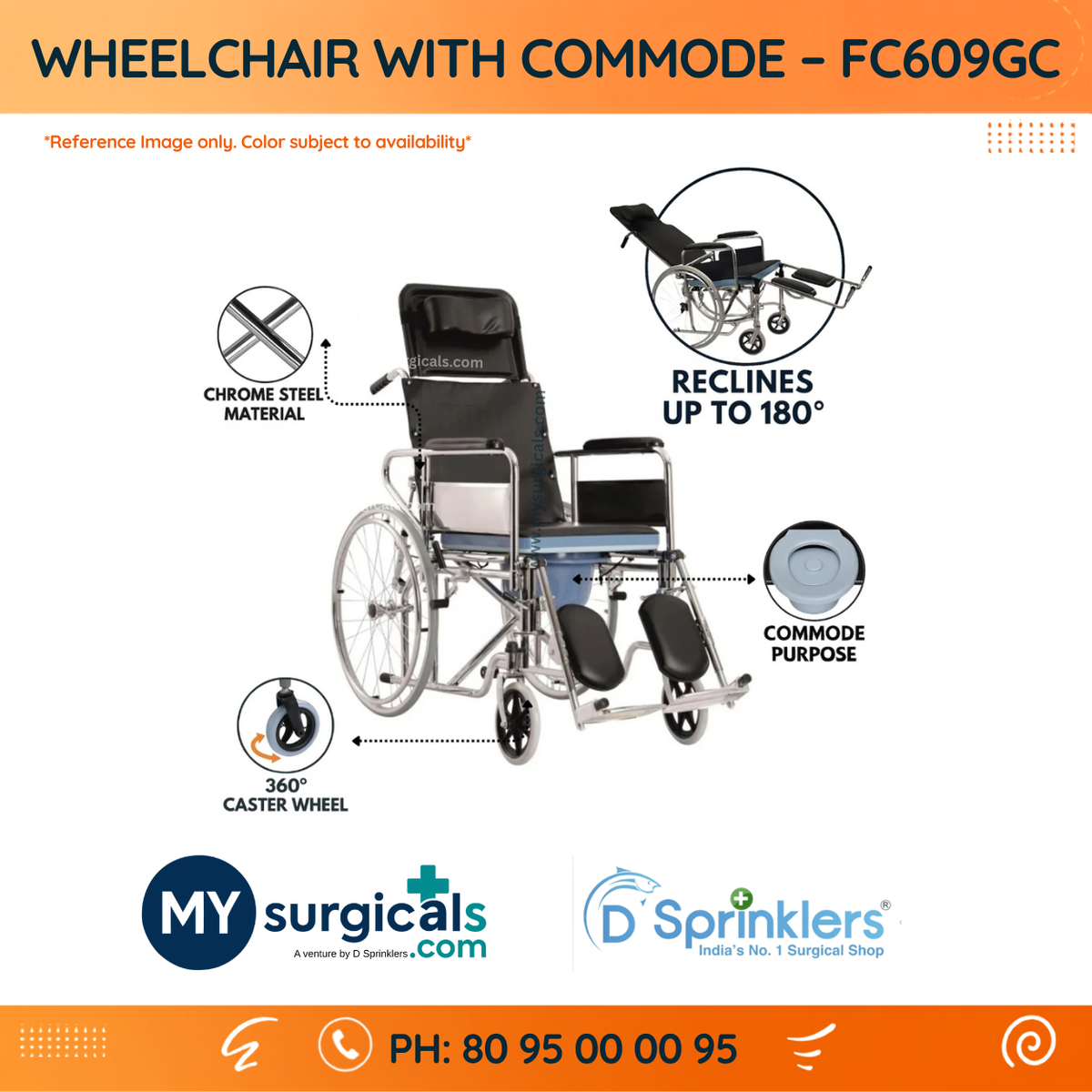 Multi-Function Commode Wheelchair - Mobility & Personal Care Solution