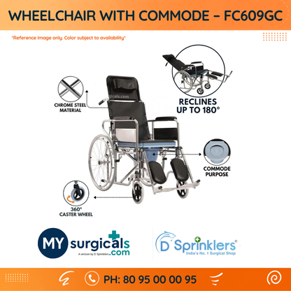 Multi-Function Commode Wheelchair - Mobility & Personal Care Solution