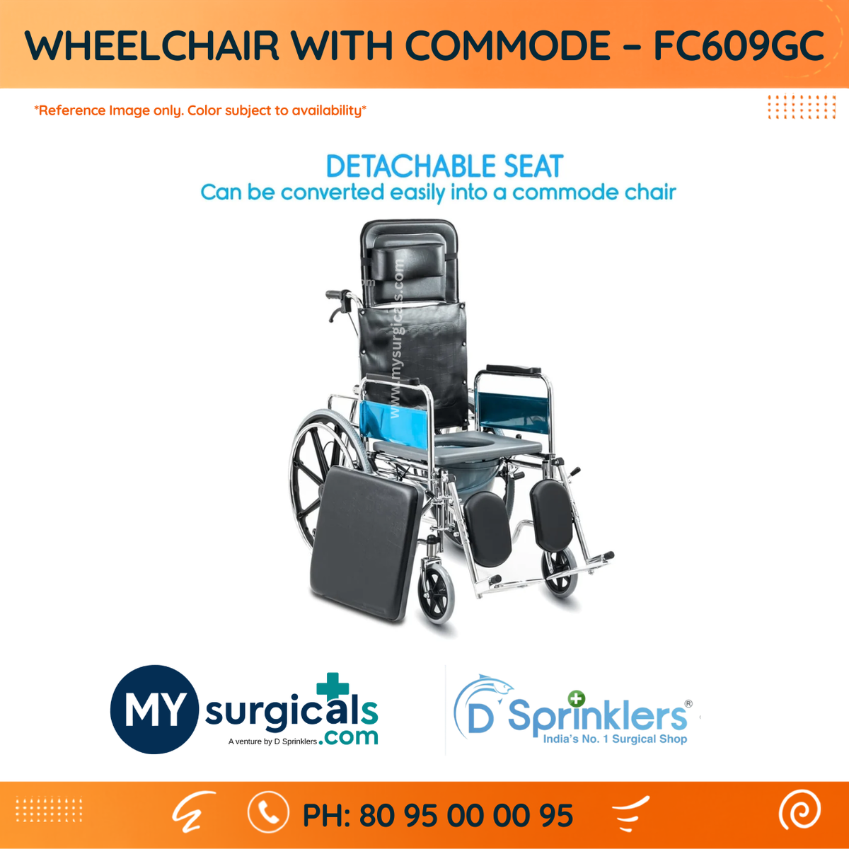 Multi-Function Commode Wheelchair - Mobility & Personal Care Solution