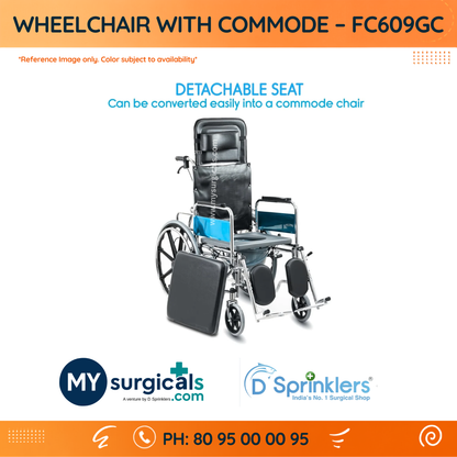 Multi-Function Commode Wheelchair - Mobility & Personal Care Solution
