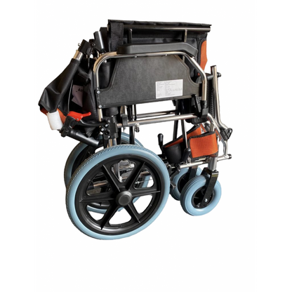 Aluminum Light Weight Compact Foldable Travel Wheelchair with Flip-up Armrests & Footrests