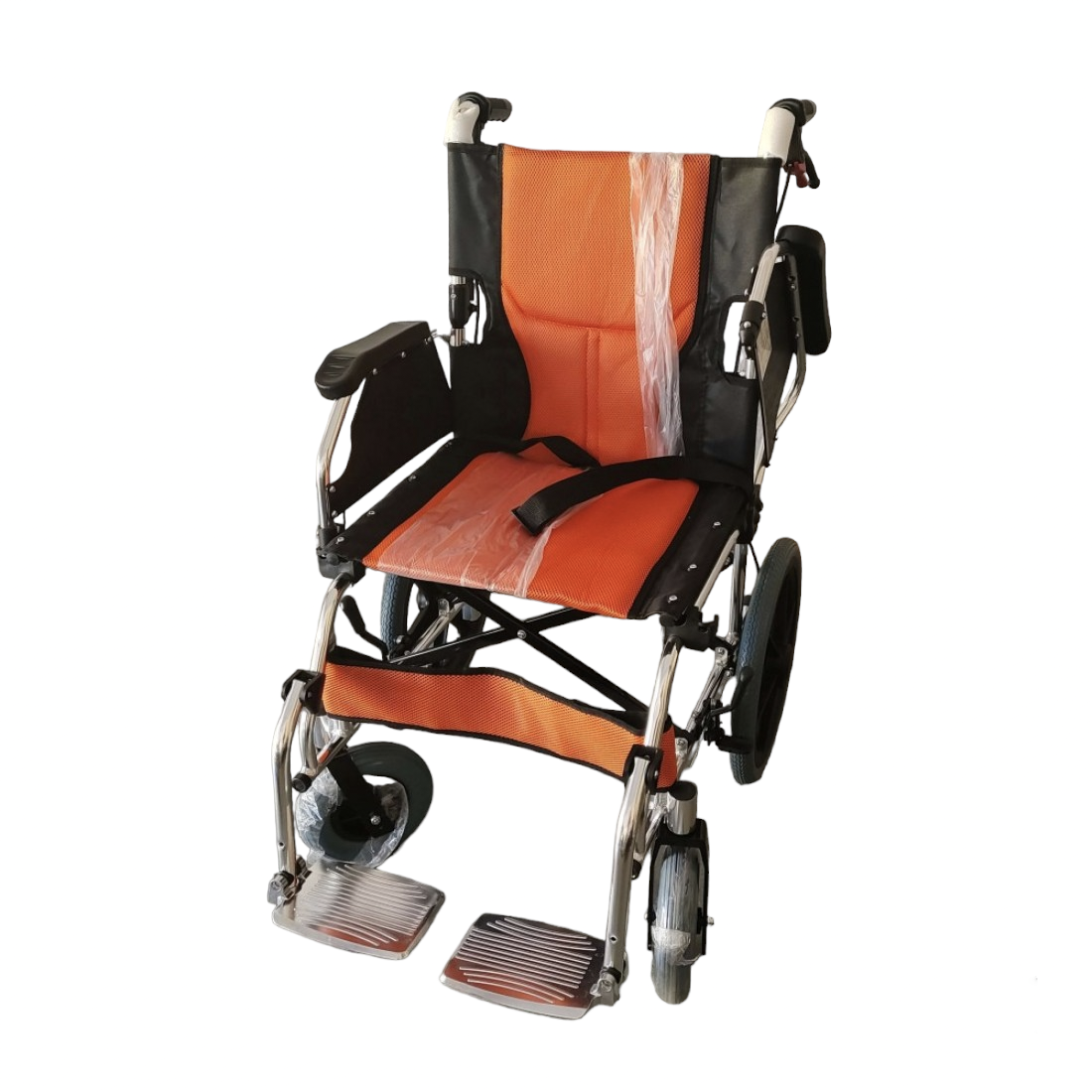 Aluminum Light Weight Compact Foldable Travel Wheelchair with Flip-up Armrests & Footrests