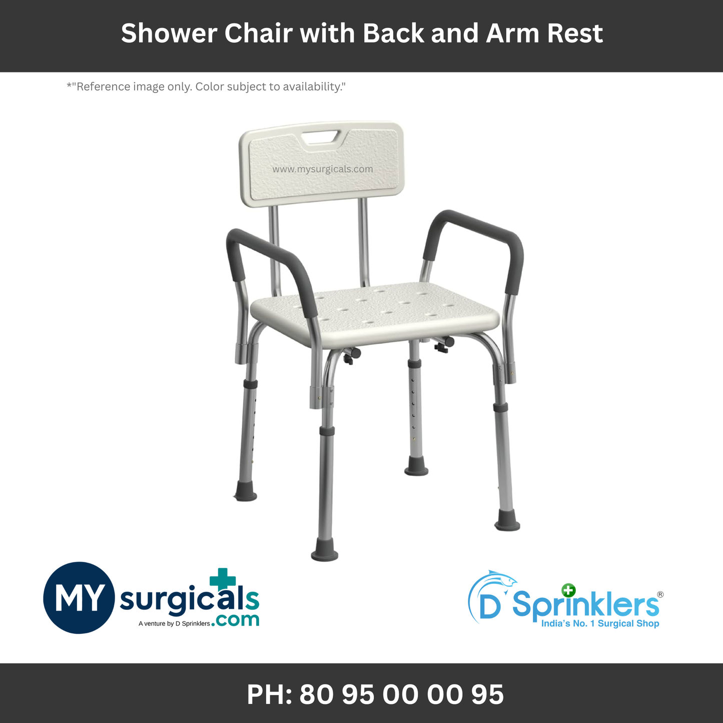 Shower Chair Bath Seat with Padded Armrests Back Support