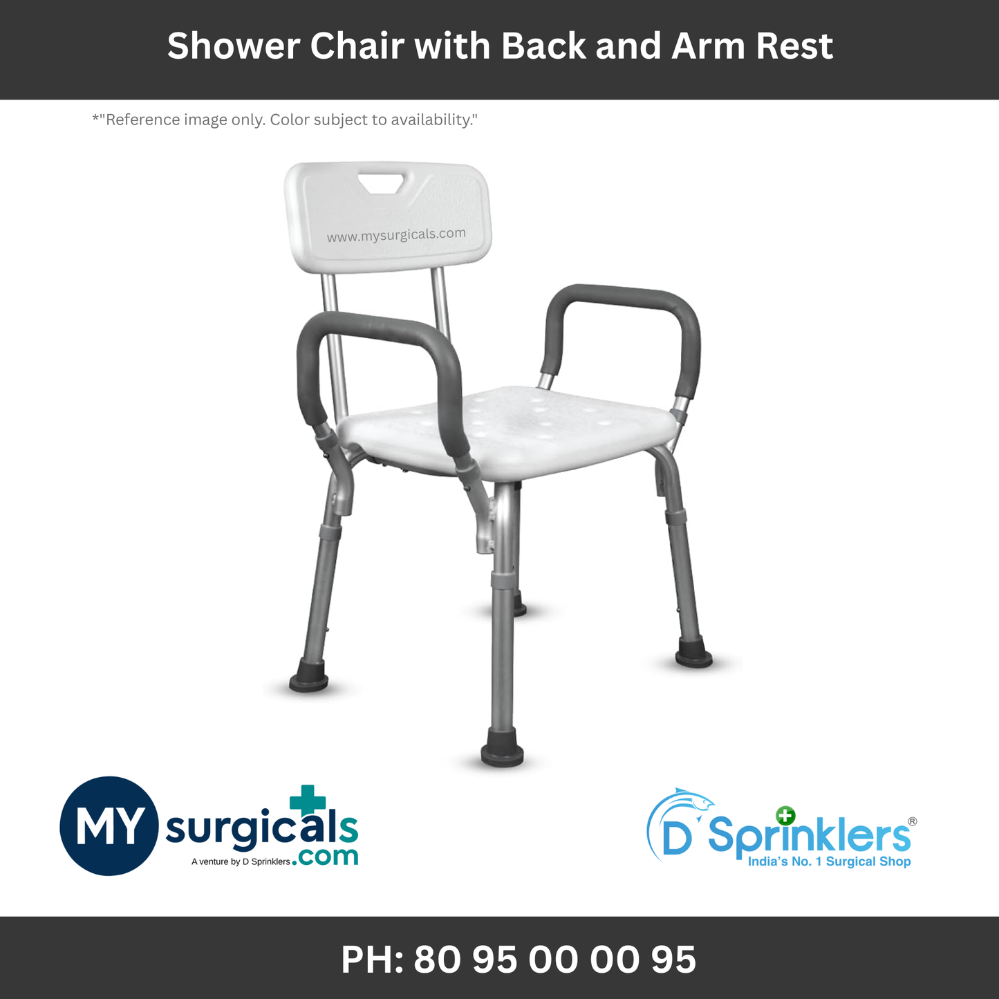 Shower Chair Bath Seat with Padded Armrests Back Support