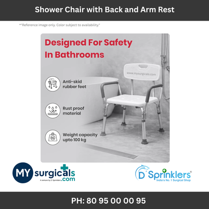 Shower Chair Bath Seat with Padded Armrests Back Support