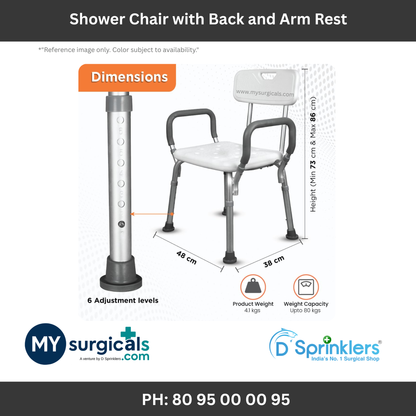 Shower Chair Bath Seat with Padded Armrests Back Support